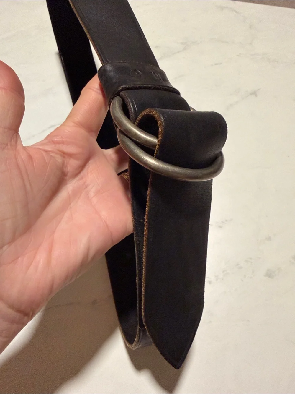 RARE Ralph Lauren RL67 Black Leather Ring-Buckle Belt